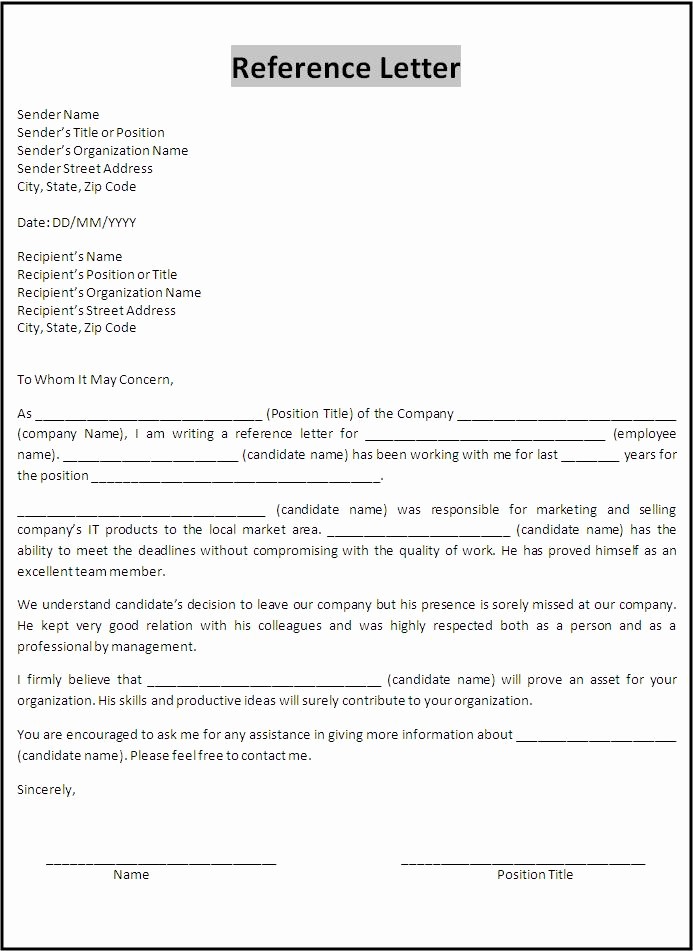 Templates for Letter Of Recommendation New Letter Re Mendation Templates
