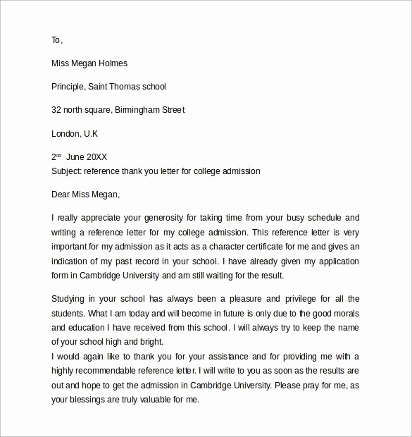 Thank You Letter for Reference Elegant 14 Best Reference Letter format Examples to Download