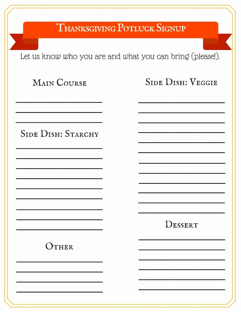 Thanksgiving Sign Up Sheet Printable Best Of This Free Thanksgiving Potluck Signup Sheet Makes Your Big