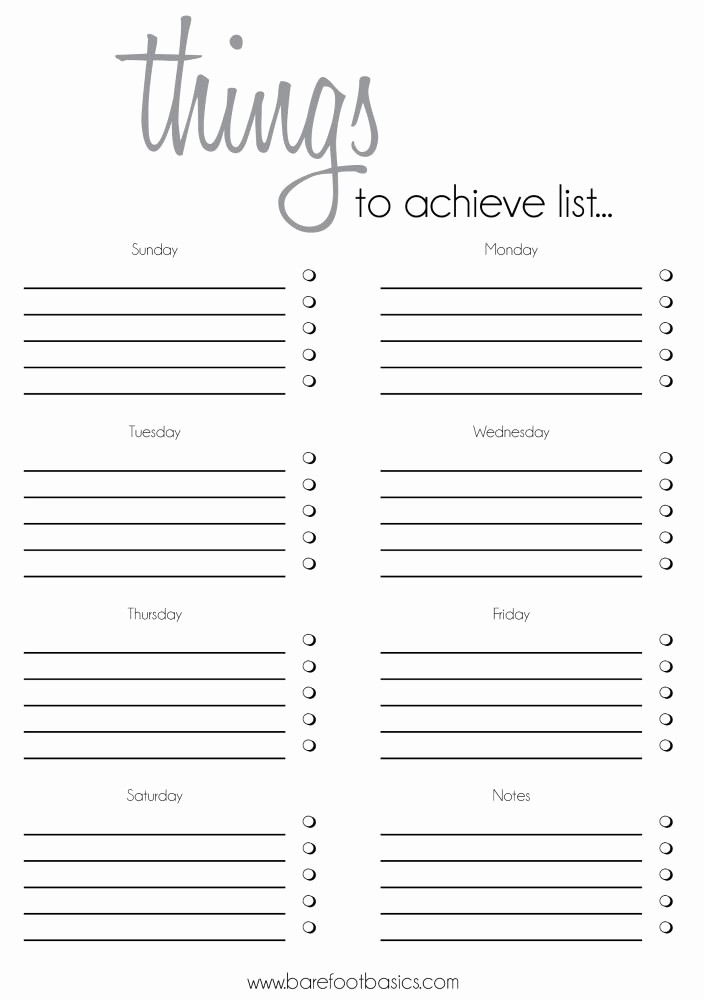 Things to Do Checklist Template Fresh Free Things to Achieve List Printable This is My Current