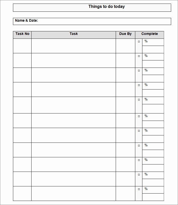 Things to Do Checklist Template Lovely to Do List Template Free Templates