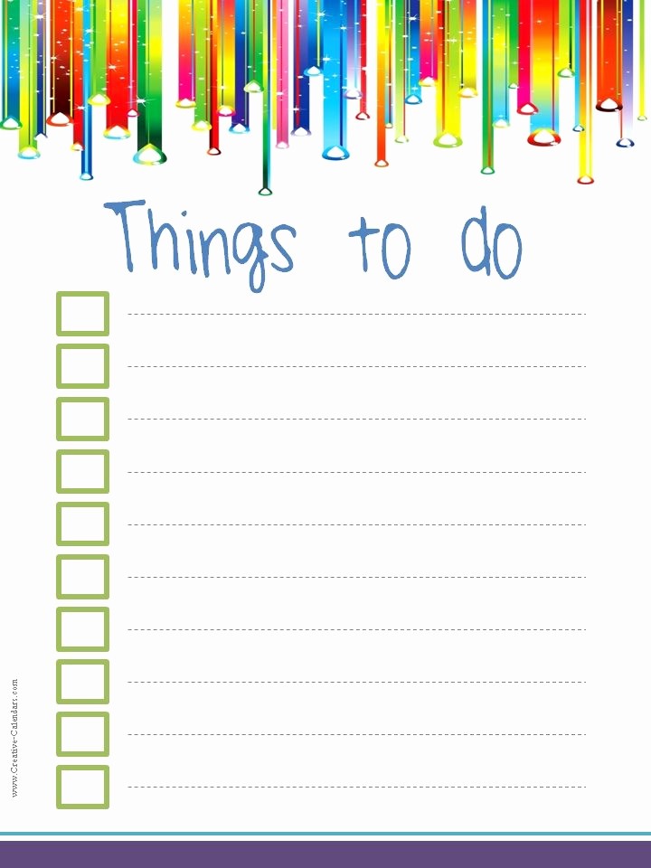 Things to Do Checklist Template Unique to Do List Template