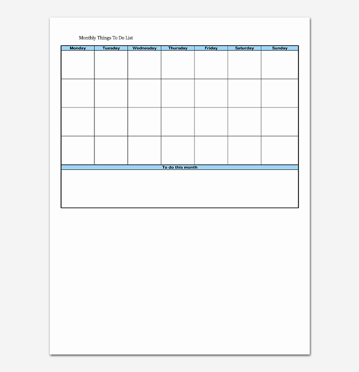 things to do list template