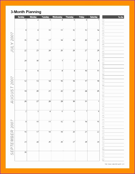 Three Month Calendar Template Excel Elegant 6 3 Month Calendar Template Excel Exceltemplates