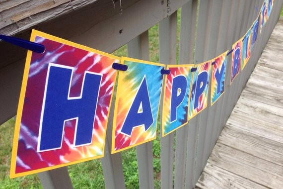 Tie Dye Happy Birthday Images Awesome Ready to Ship Happy Birthday Tie Dye Banner