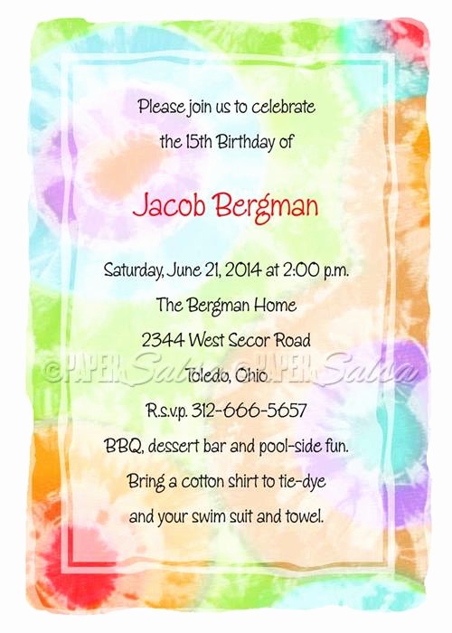 Tie Dye Party Invitations Printable Awesome Tie Dye Birthday Invitation Naptime Productions
