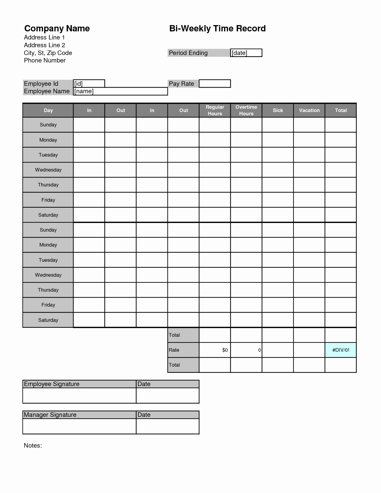 Time Card Template for Excel Fresh for Time Card Template