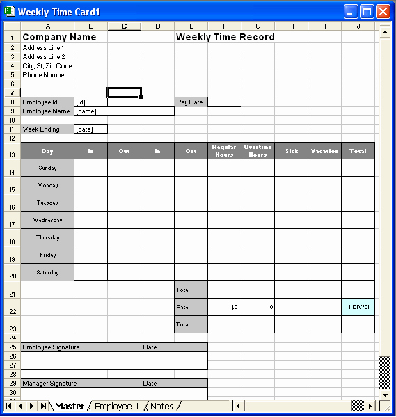 Time Card Template for Excel Luxury Time Card Template