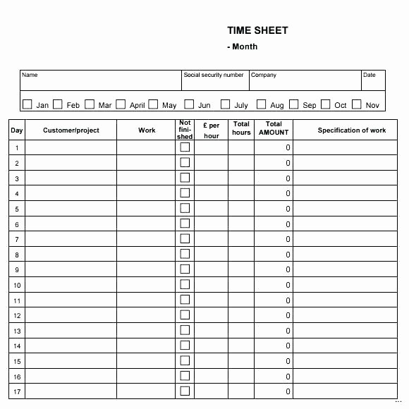 Time Card Template for Excel Unique Monthly Timesheet Excel Monthly Template Excel format