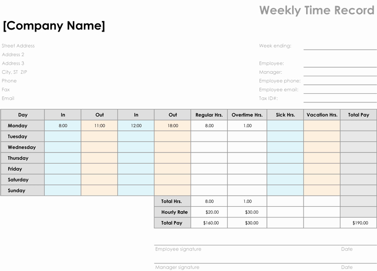 Time Card Template for Word Inspirational Weekly Time Card Template Art Exhibition Time Sheet