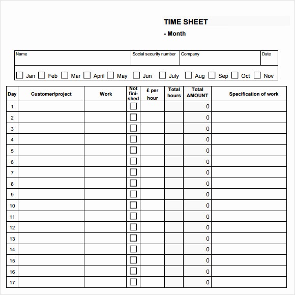 Time Card Template for Word Luxury Monthly Timesheet Template 15 Download Free Documents
