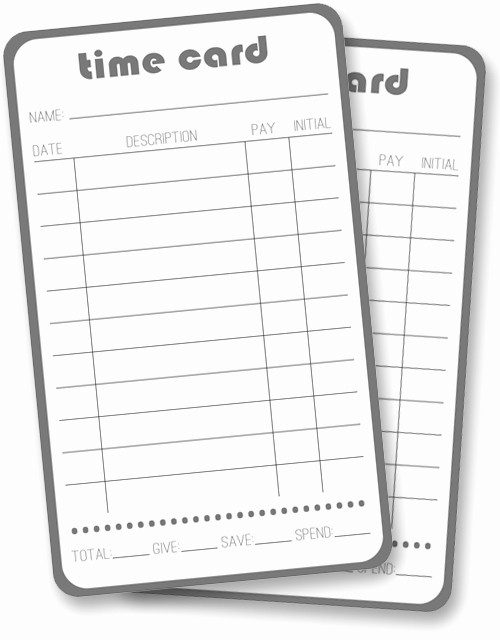 Time Card Templates Free Printable Fresh Free Chores and Allowance Time Cards for Kids