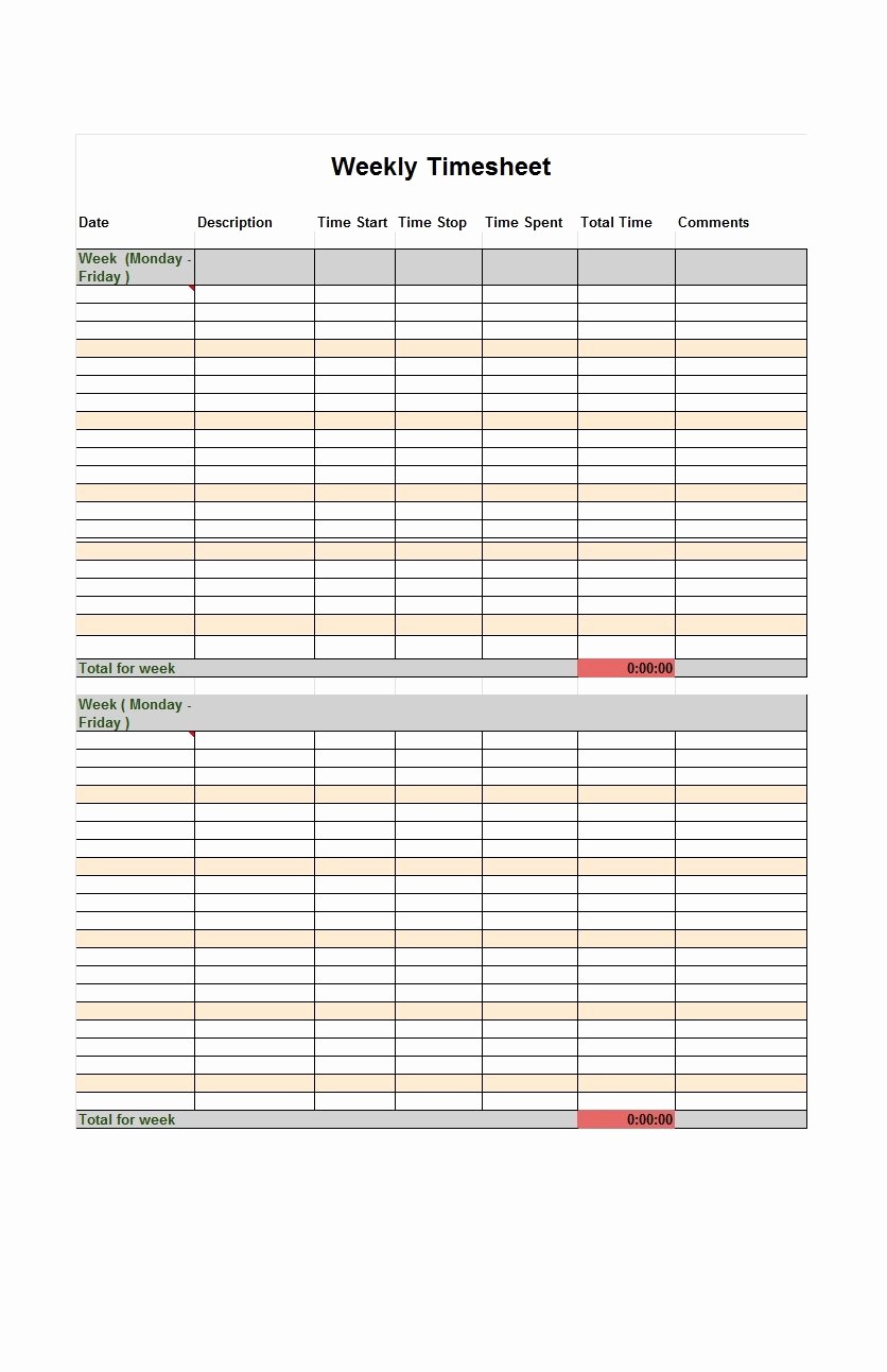 Time Card Templates Free Printable New 40 Free Timesheet Time Card Templates Template Lab