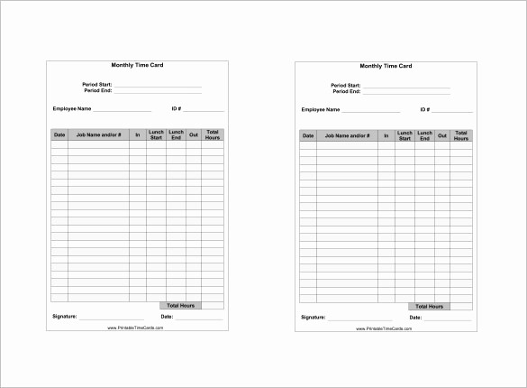 Time Card Templates Free Printable New 7 Printable Time Card Templates Doc Excel Pdf