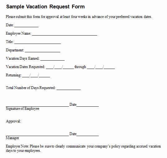 Time Off Calendar Template 2016 Unique Employee Vacation Request Time F forms Calendars