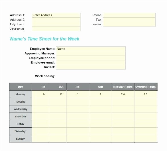 Timecard In Excel with formulas New Timecard Template Excel Biweekly Template Excel Free Bi