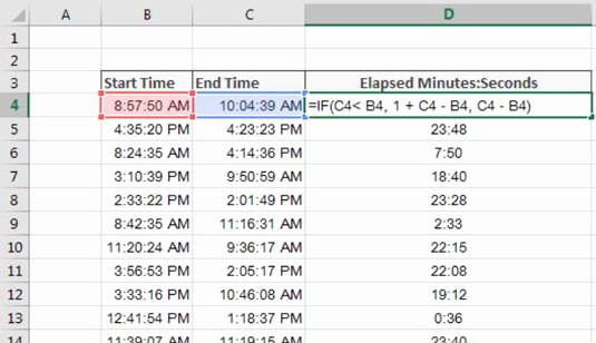 Timecard In Excel with formulas Unique How to Calculate Elapsed Time In Excel Dummies