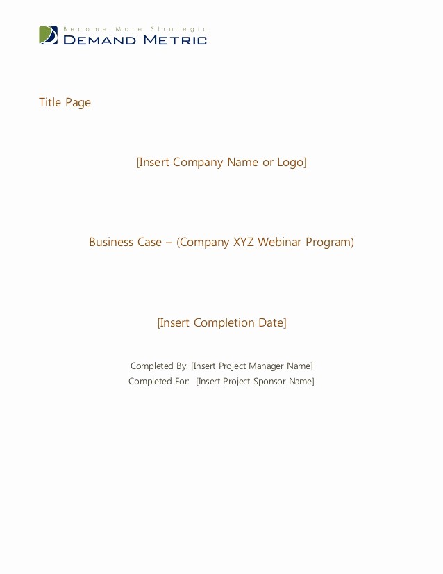 Title Page with Executive Summary Fresh Webinar Program Business Case Template