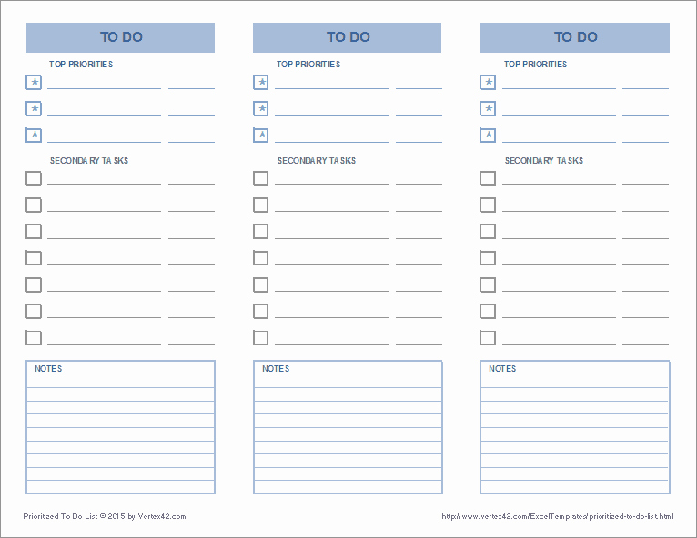 To Do List Excel Template Beautiful Prioritized to Do List Template