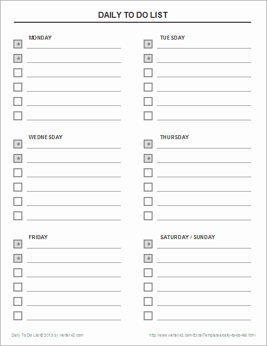 To Do List Excel Template Fresh Daily to Do List