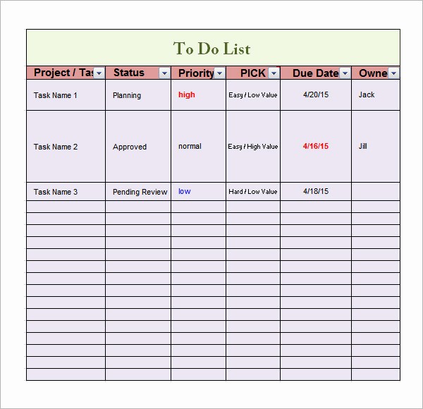 To Do List Excel Templates Awesome 17 Sample to Do List Templates Download for Free