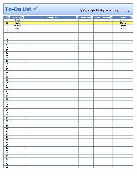 To Do List Excel Templates New Free Excel to Do List Template Download