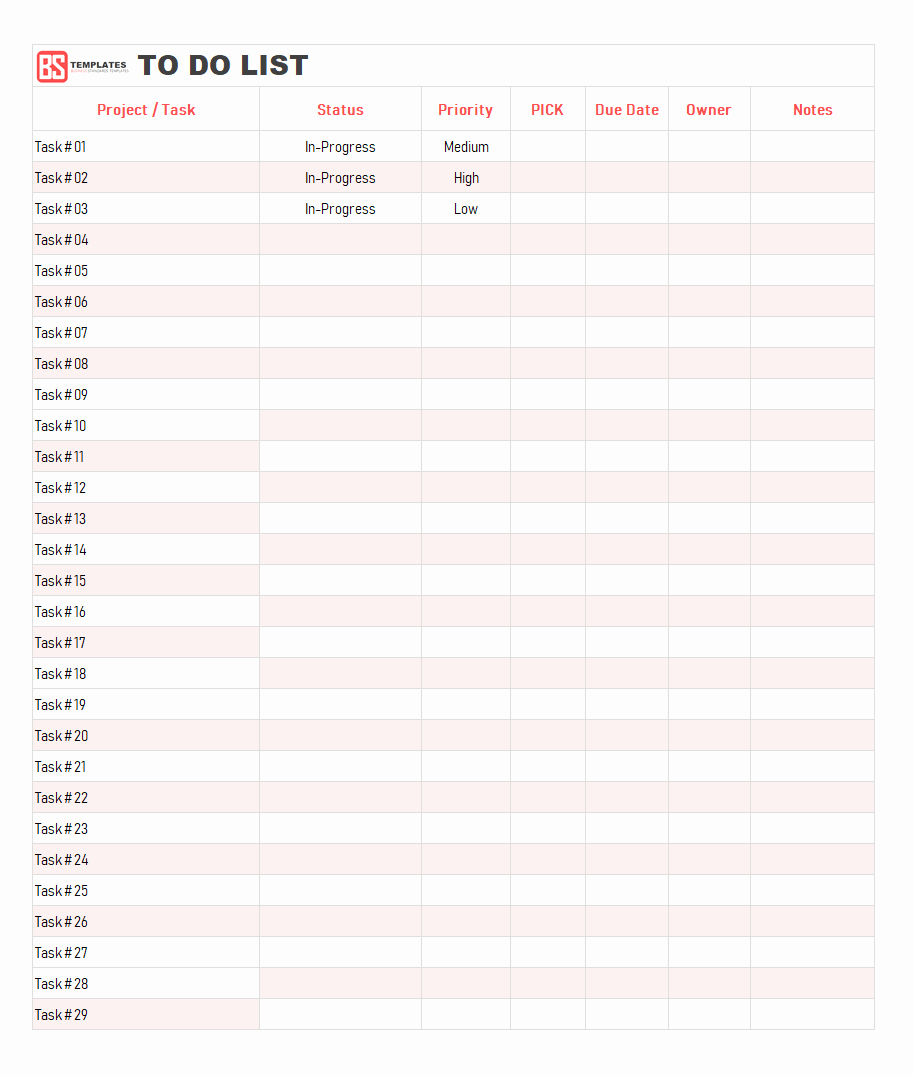 To Do List Excel Templates Unique Printable to Do List Template – Excel Sample Example Pdf
