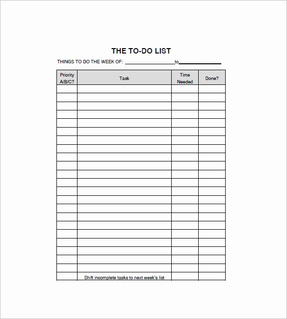 To Do List Free Download Fresh to Do List Template 12 Free Sample Example format