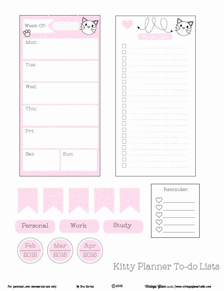 To Do List Free Download Unique Whimsical Kitty Planner to Do Lists Free Printable