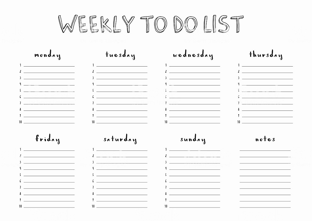 To Do List Weekly Template Elegant Weekly to Do List Vector Template Stock Vector Art