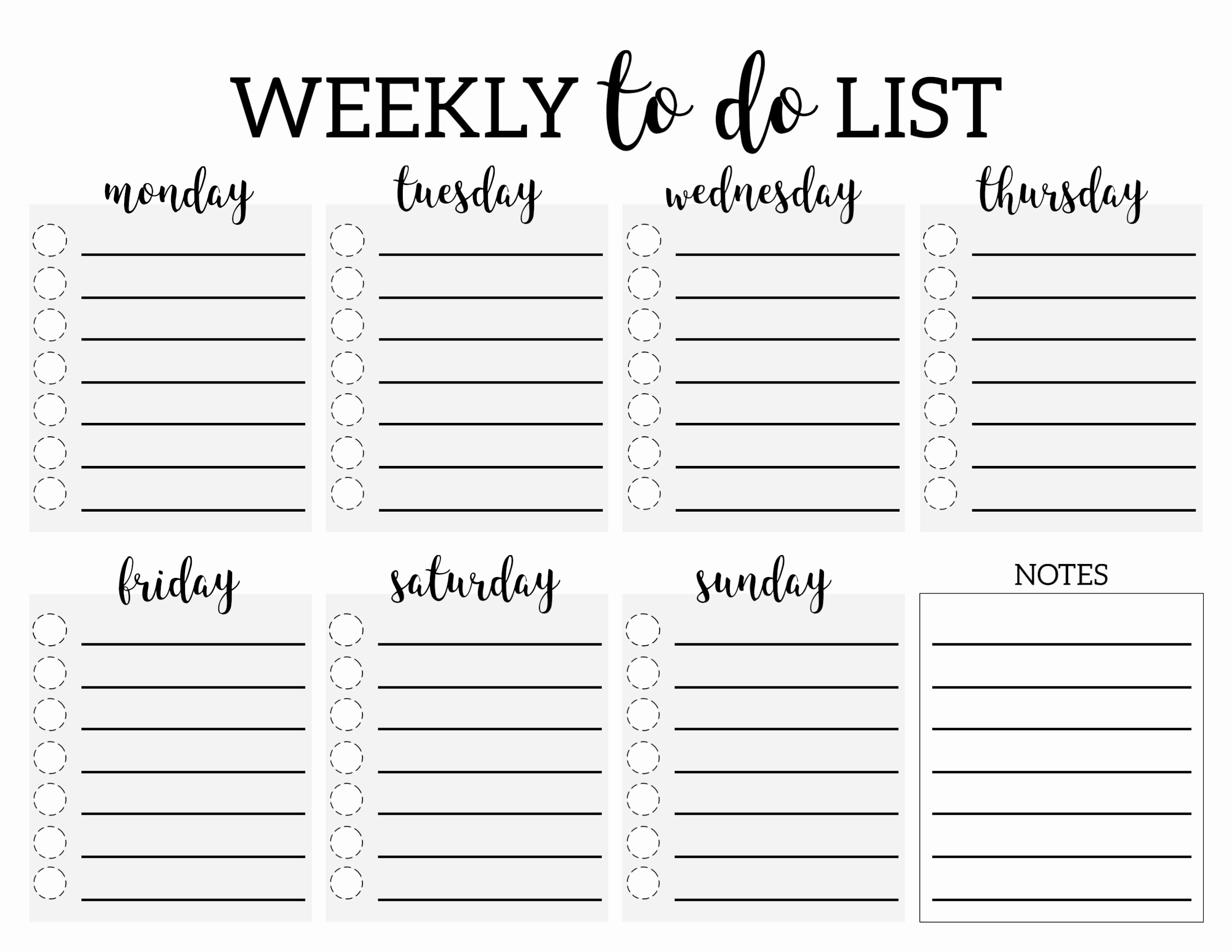 To Do List Weekly Template Luxury Weekly to Do List Printable Checklist Template Paper