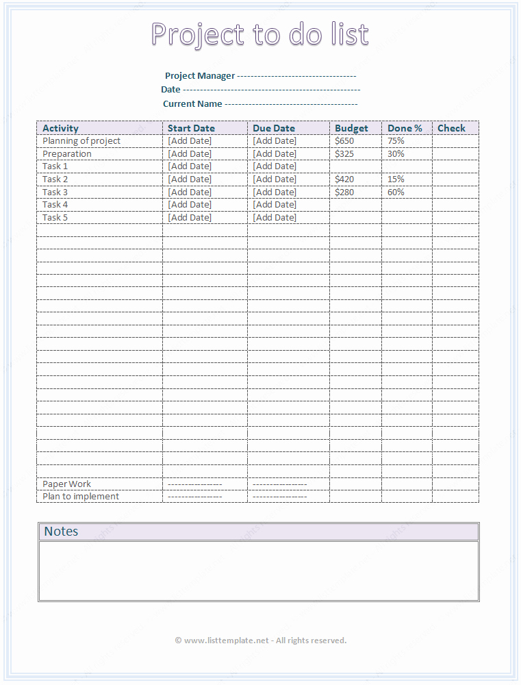 To Do Task List Template Beautiful Project to Do List Template with Bud List Templates