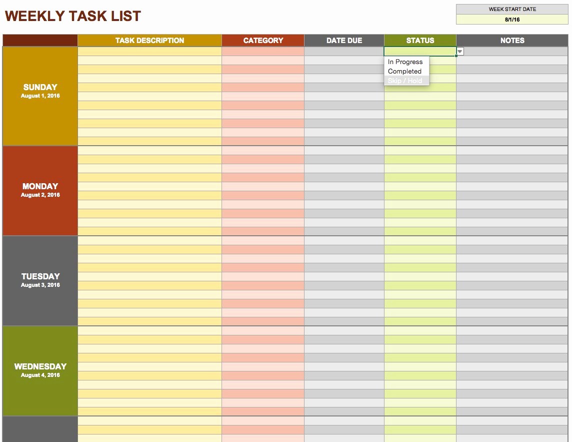 To Do Task List Template Fresh 15 Free Task List Templates Smartsheet