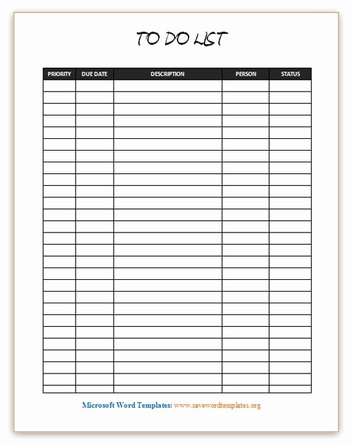To Do Task List Template Inspirational to Do List Template