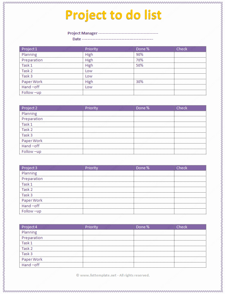 To Do Task List Template Lovely Multi Project to Do List Template List Templates