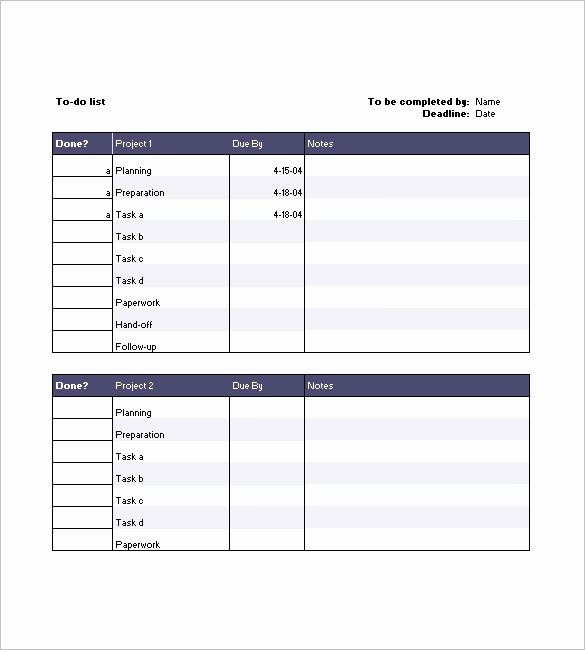 To Do Task List Template Unique Project Task List Template – 10 Free Sample Example