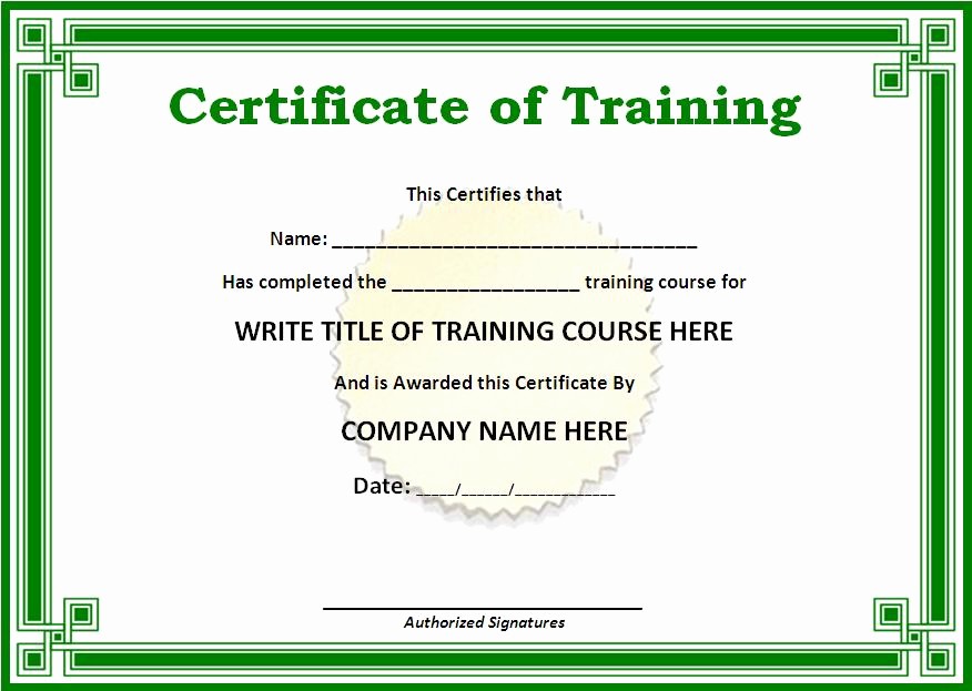 Training Certificate Template Free Download Lovely Certificate Templates
