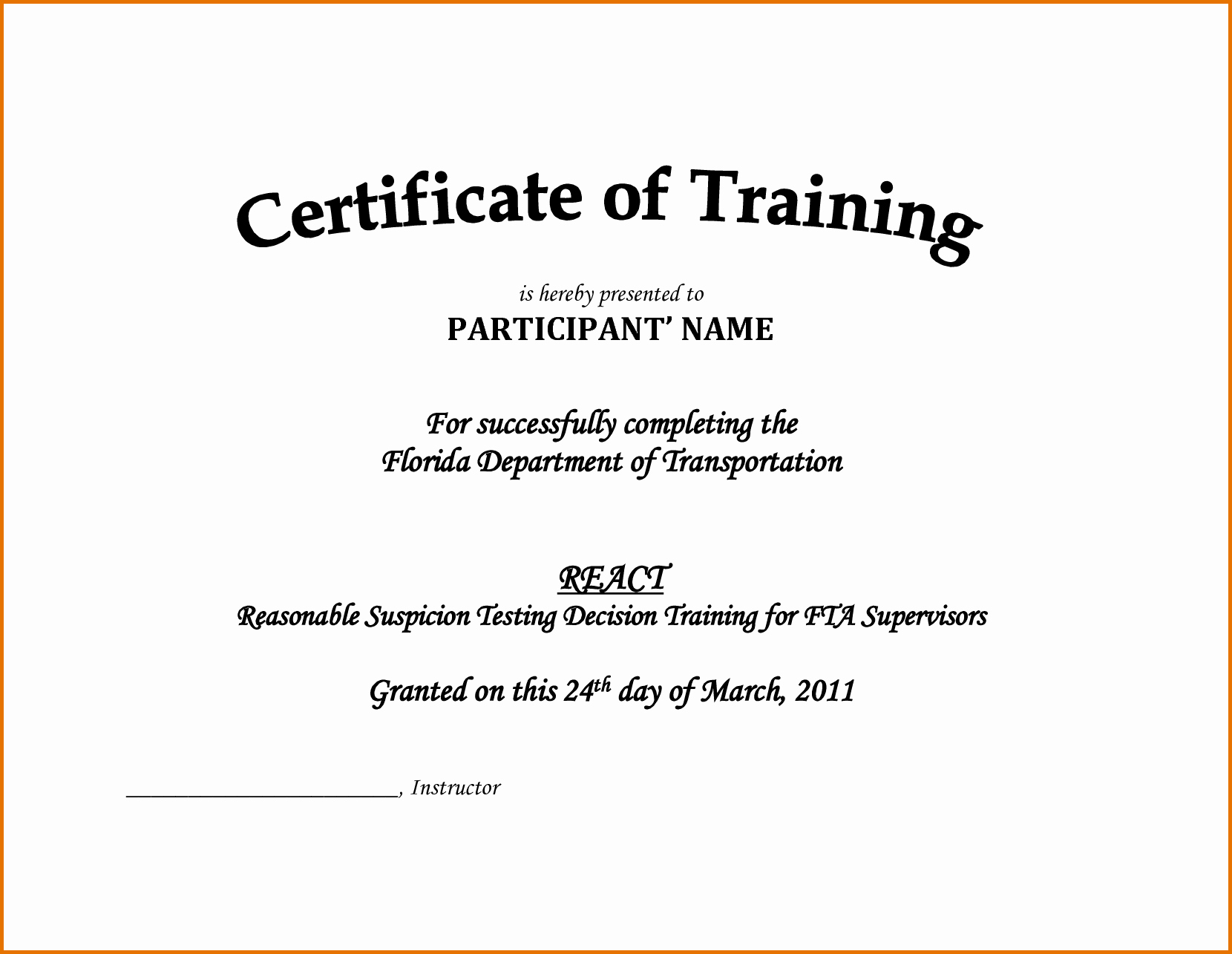 Training Certificate Template Free Download Unique Certificate Of Training Templatereference Letters Words