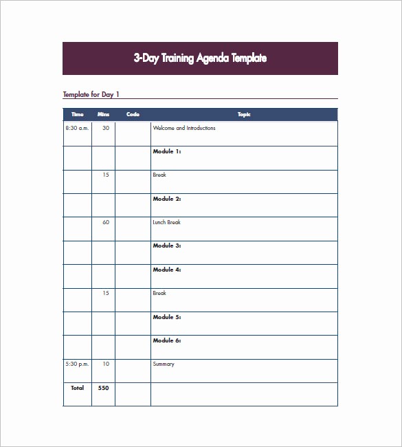 Training Course Outline Template Word Elegant Training Agenda Template – 8 Free Word Excel Pdf format