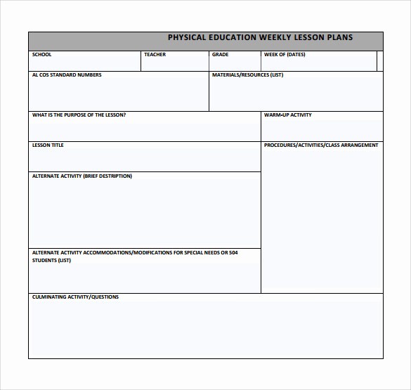 Training Lesson Plan Template Word Awesome 15 Sample Physical Education Lesson Plans