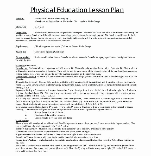 Training Lesson Plan Template Word Elegant Health Education Lesson Plan Template Pe Blank Microsoft