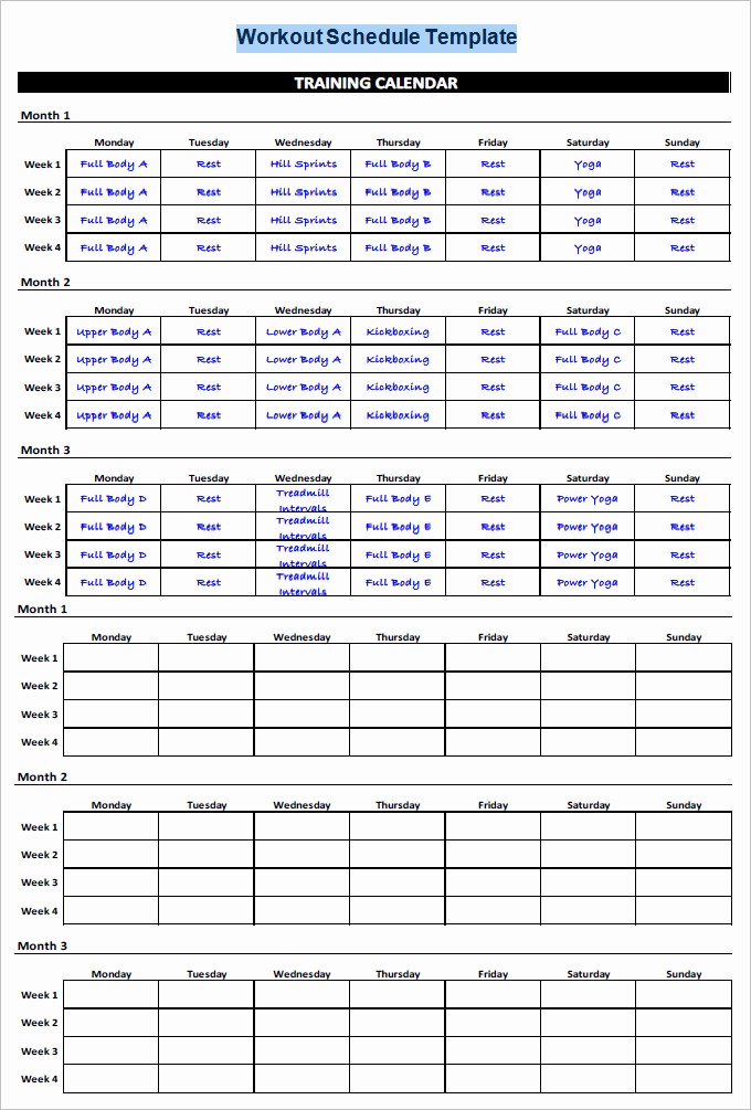 Training Plan Template Excel Download Beautiful Workout Schedule Template 27 Free Word Excel Pdf