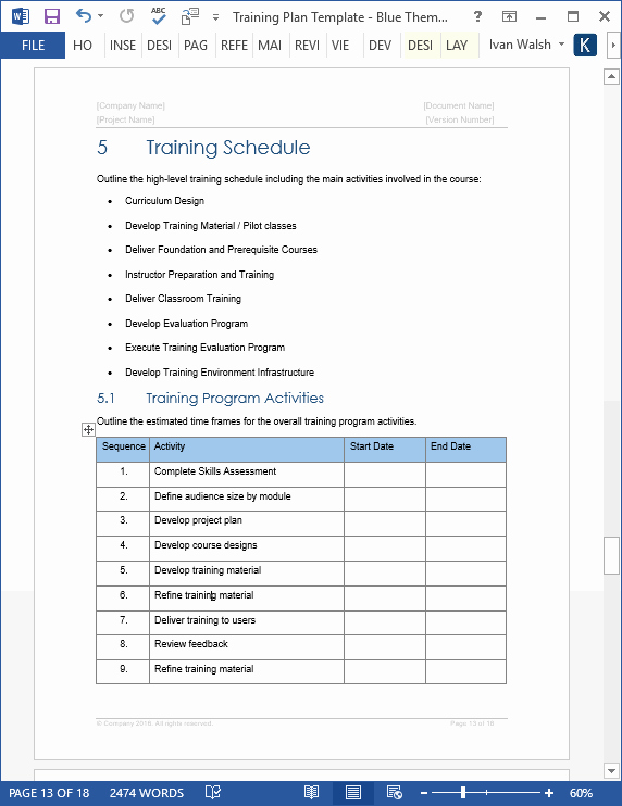 Training Plan Template Excel Download Luxury Training Plan Template – 20 Page Word &amp; 14 Excel forms