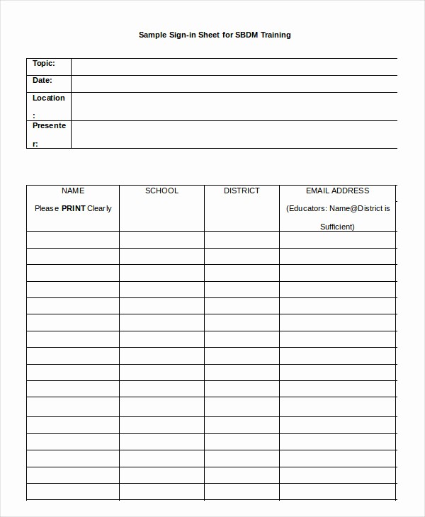 Training Sign In Sheet Excel Elegant Sign In Sheet Template 12 Free Wrd Excel Pdf
