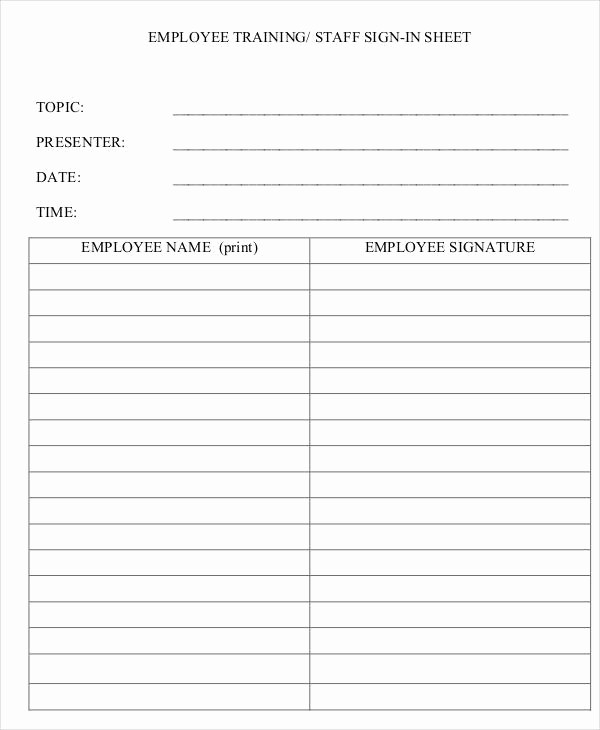 Training Sign In Sheet Excel Inspirational Employee Sign In Sheets 8 Free Word Pdf Excel
