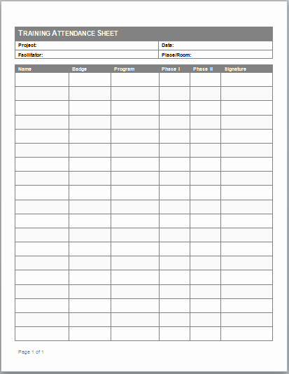 Training Sign In Sheet Excel Unique Impressive Template Sample Of attendance Sheet for