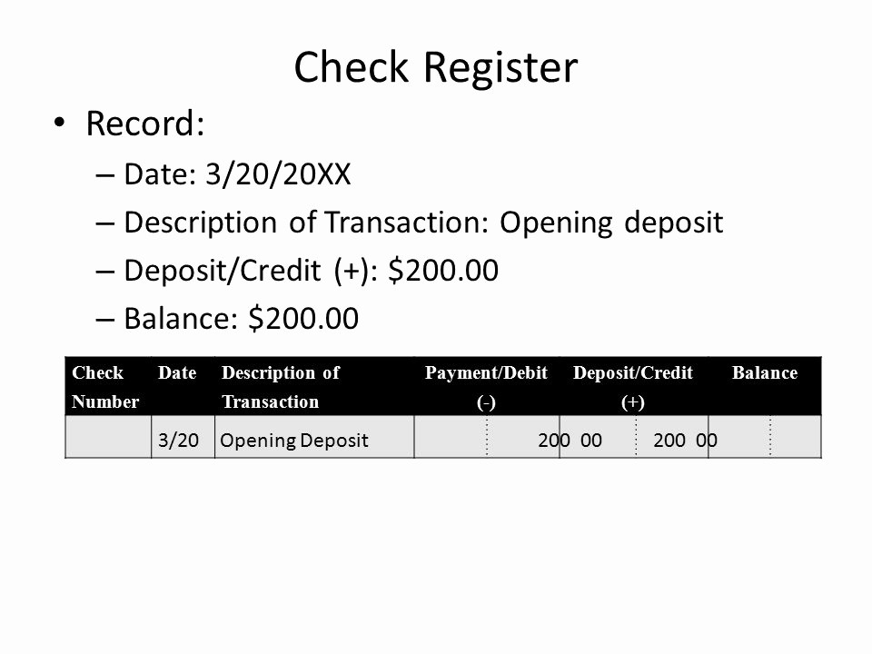 Transaction Register for Checking Account Elegant Requirements for Opening A Checking Account Ppt