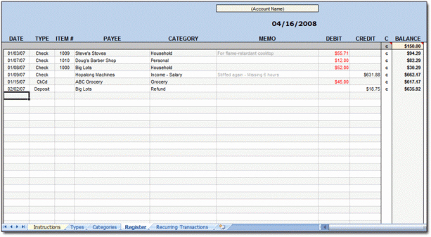Transaction Register for Checking Account Luxury 9 Excel Checkbook Register Templates Excel Templates
