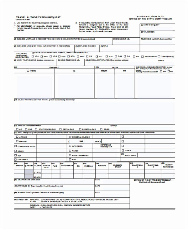 Travel Advance Request form Template New Travel Request form Template