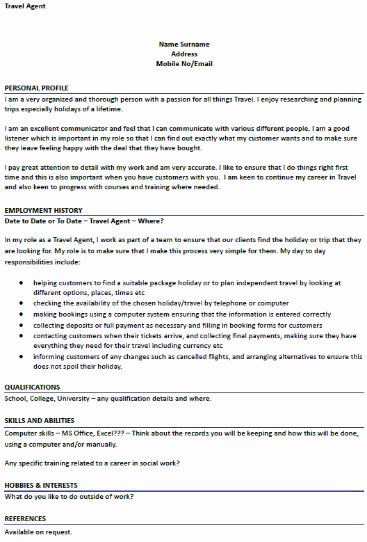 Travel Agent Letter to Client Beautiful Travel Agent Cv Example for Job Applications Lettercv